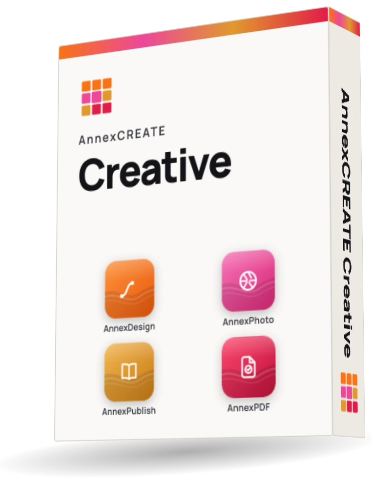 Sinnbild einer Verpackung: AnnexCREATE Creative mit AnnexDesign, AnnexPhoto, AnnexPublish und AnnexPDF